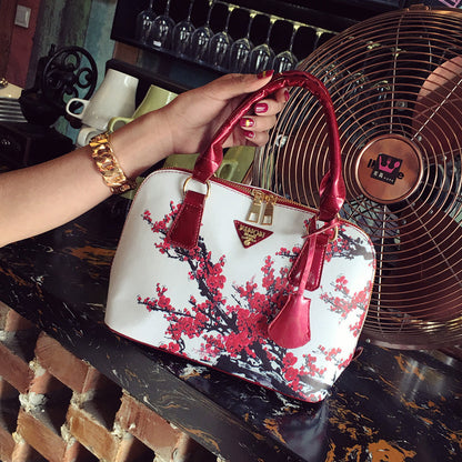 In the spring of 2021 new handbag fashion shell bag leather single shoulder bag handbag printing Chinese female wind tide