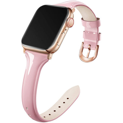 Compatible with Apple, Suitable For Apple Watch 6se Strap Apple Watch Small Waist Glossy Patent Leather Iwatch Leather Strap