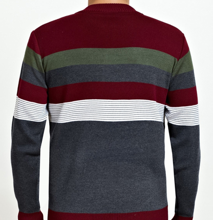 Thickened Warm Men's Long Sleeve T-shirt Stripe Knitted Round-collar Bottom Shirt