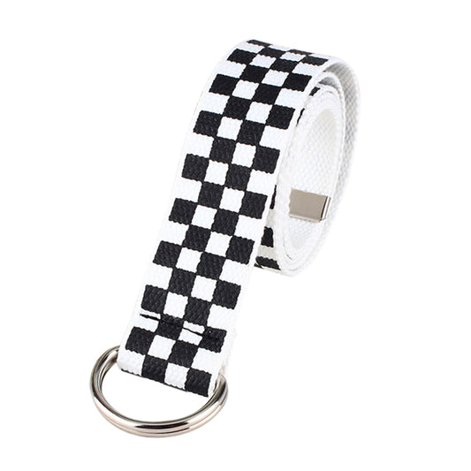 Nylon canvas plaid print belt