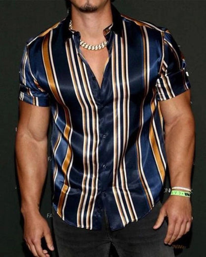 Striped Shirt Men's Casual Shirt Short Sleeve Top