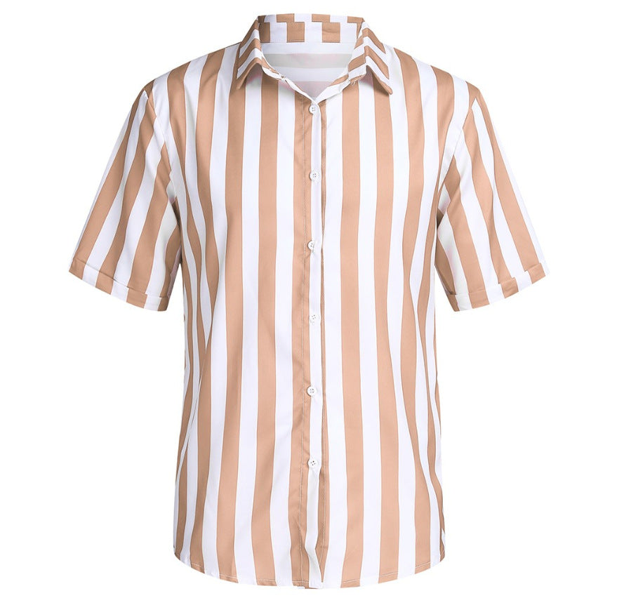 Striped casual men's shirt short sleeve