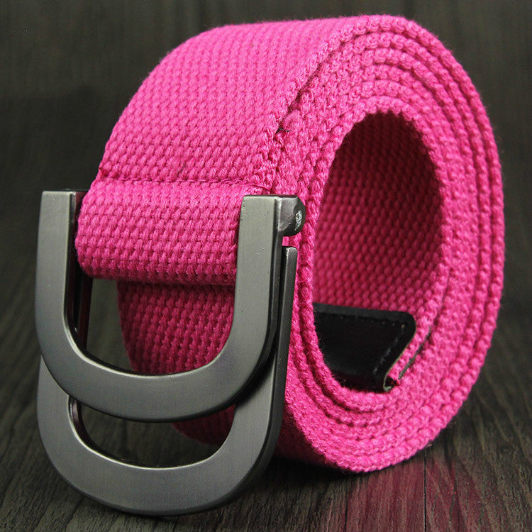 Double-loop buckle D canvas belt