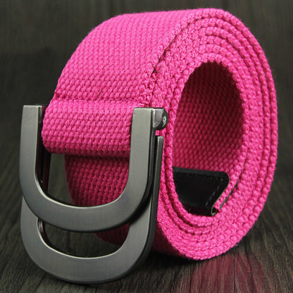 Double-loop buckle D canvas belt