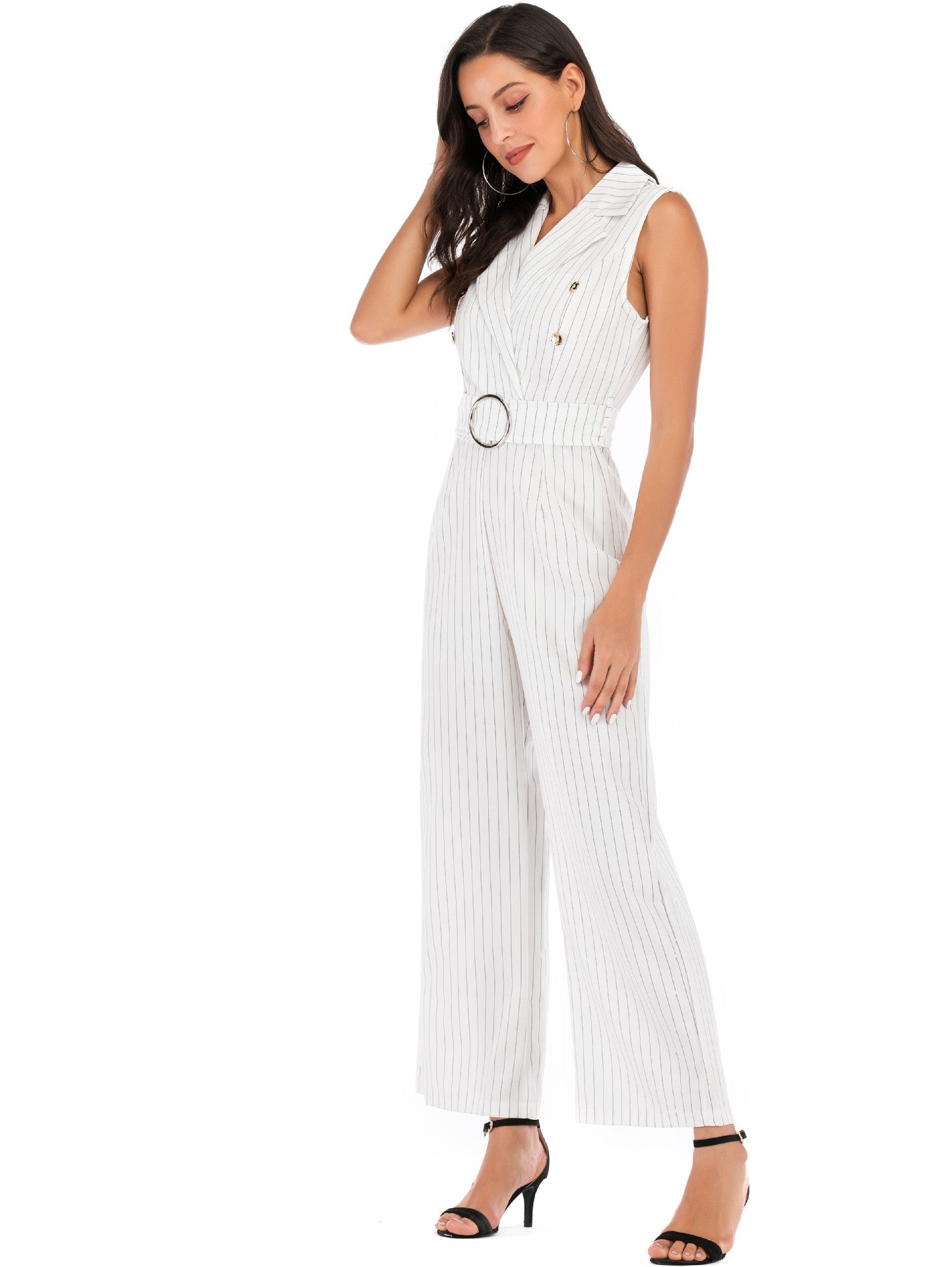 Ladies Hot Sale Sleeveless Suit Belt Jumpsuit