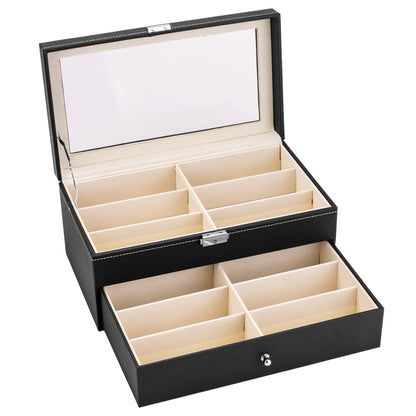 Double storage display glasses case