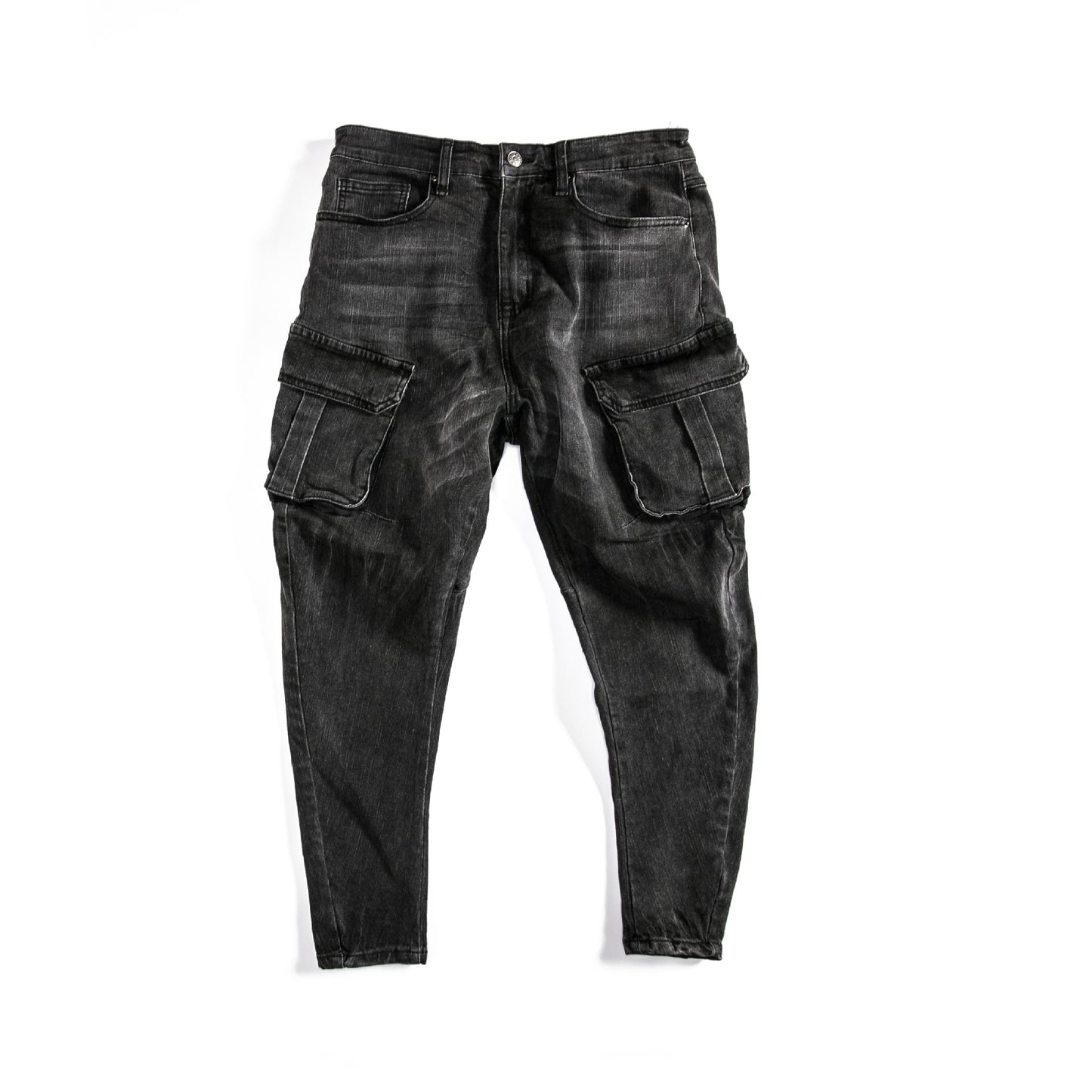 Knee Hole Zippers And Feet Hole Denim Trousers