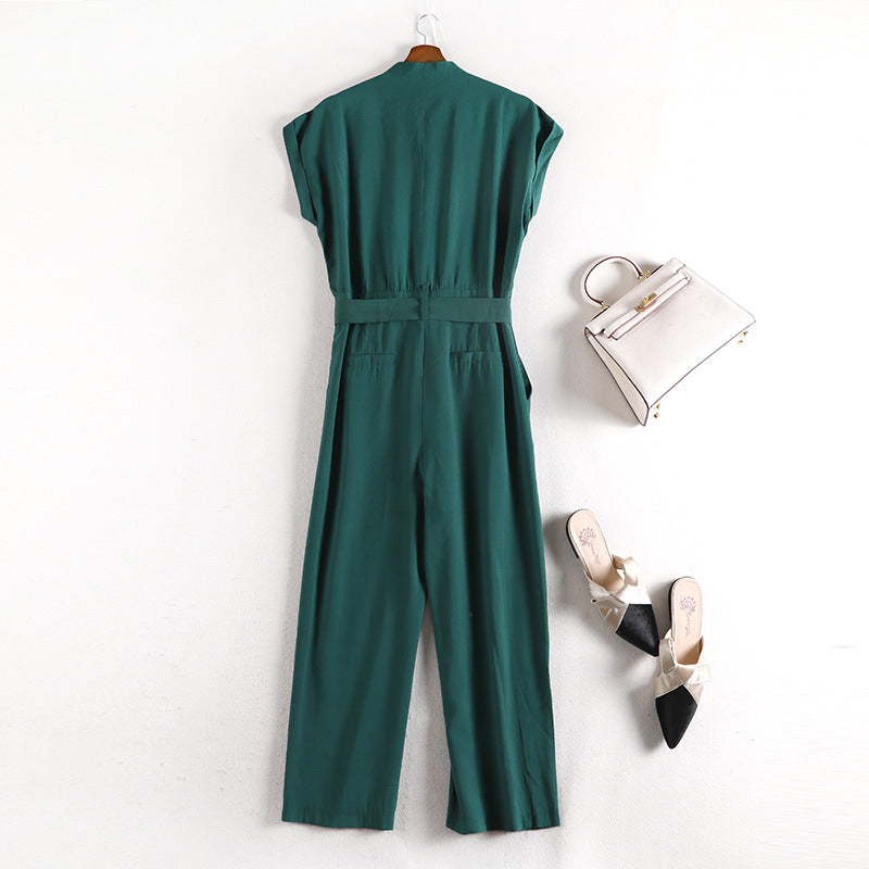 Sleeveless V-neck jumpsuit