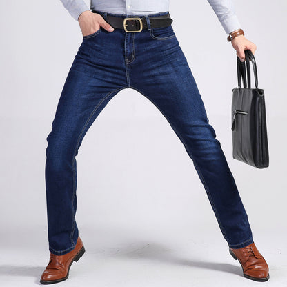 2021 autumn new jeans men's business straight slim men's denim trousers