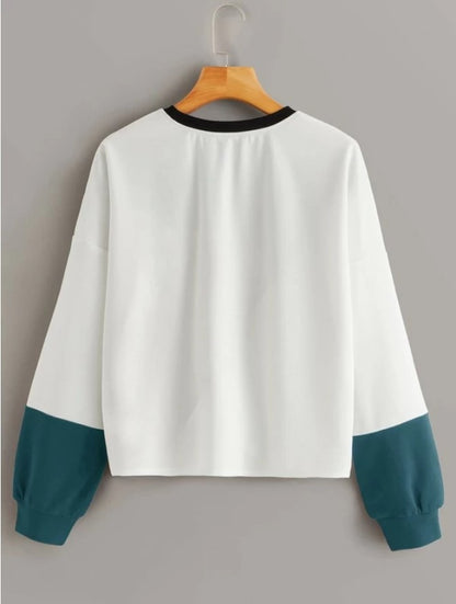 Patchwork round neck pullover sweater