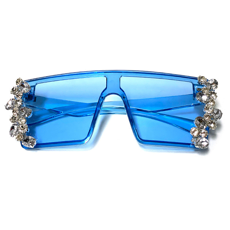 Large Square Frame Diamond Chain Diamond Sunglasses