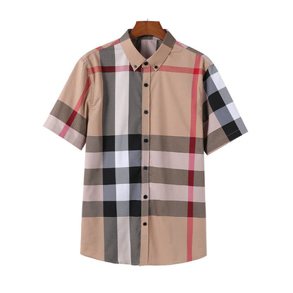 Fashion Check New Product Business Casual Short Sleeve Sleeve Men And Women Same Check Shirt