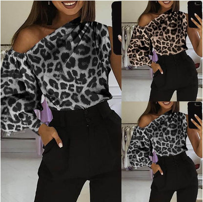 Loose and thin leopard print slim shirt