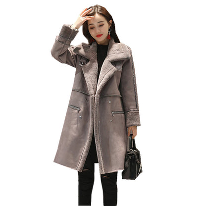 Lambskin coat with suede and cotton