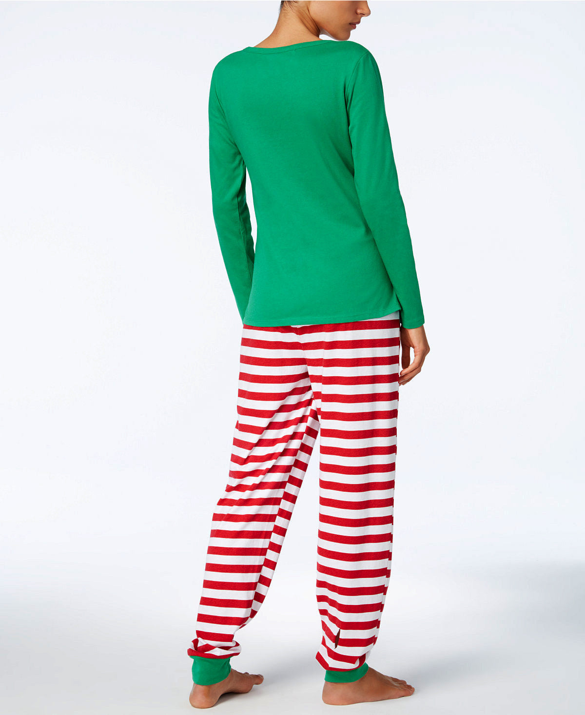 Christmas Family Parent-Child Set Stripe Print Homewear Pajamas Long Sleeve Trousers Two Piece Set