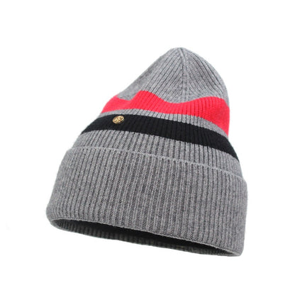 Letter Knitted Hat Warm European Ear Protection Wool Striped Outdoor Women