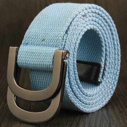 Double-loop buckle D canvas belt