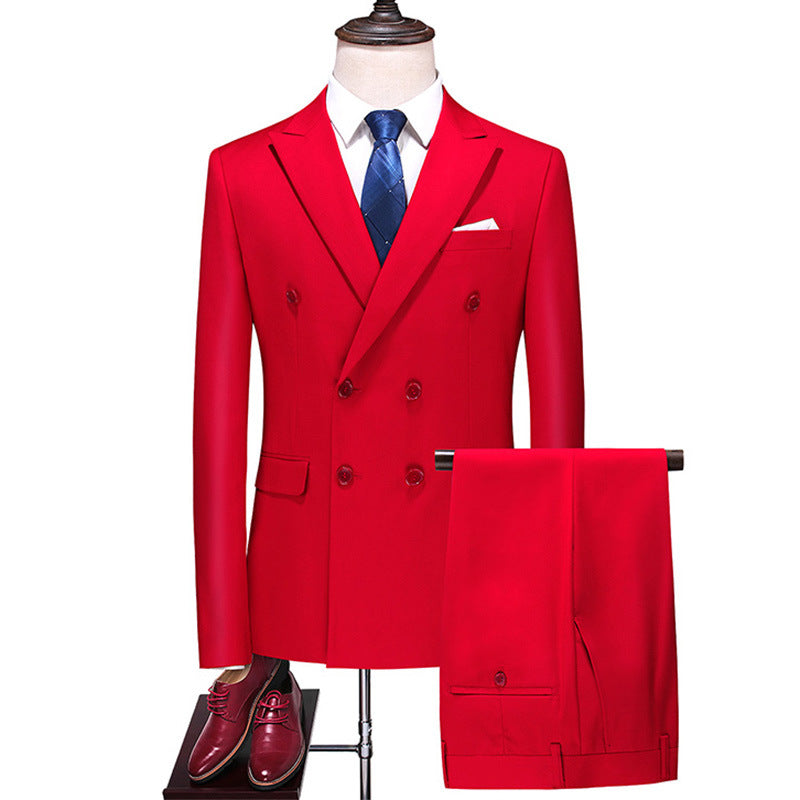 Male Host Two-piece Large Size Solid Color Suit