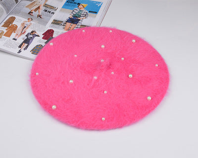 Pure rabbit hair pearl Beret