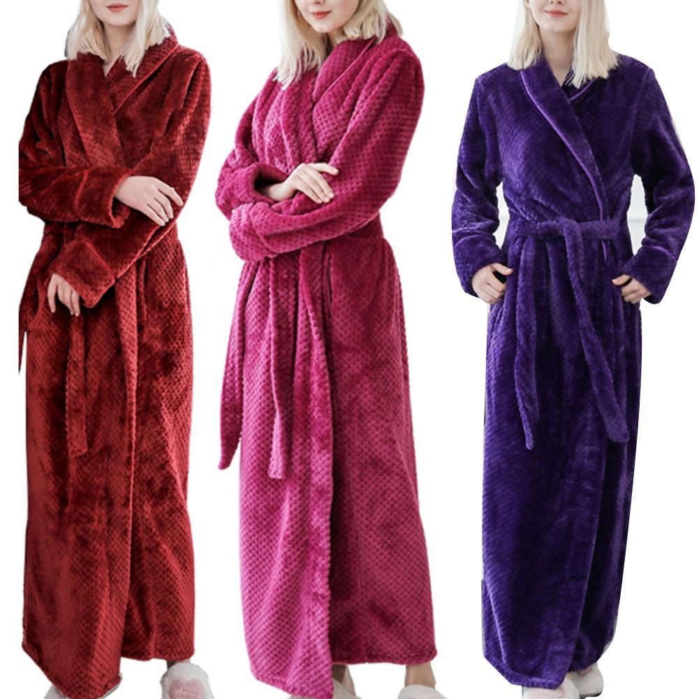 Winter Sleep Bath Robe Women Men Warm Fleece  Robes