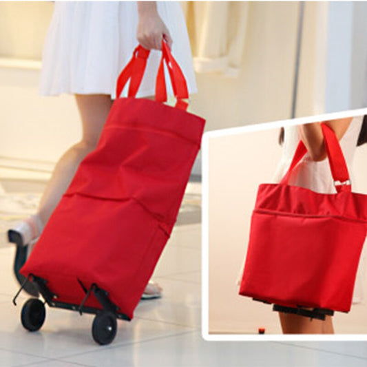 Hand bag shopping cart, folding towing bag retractable