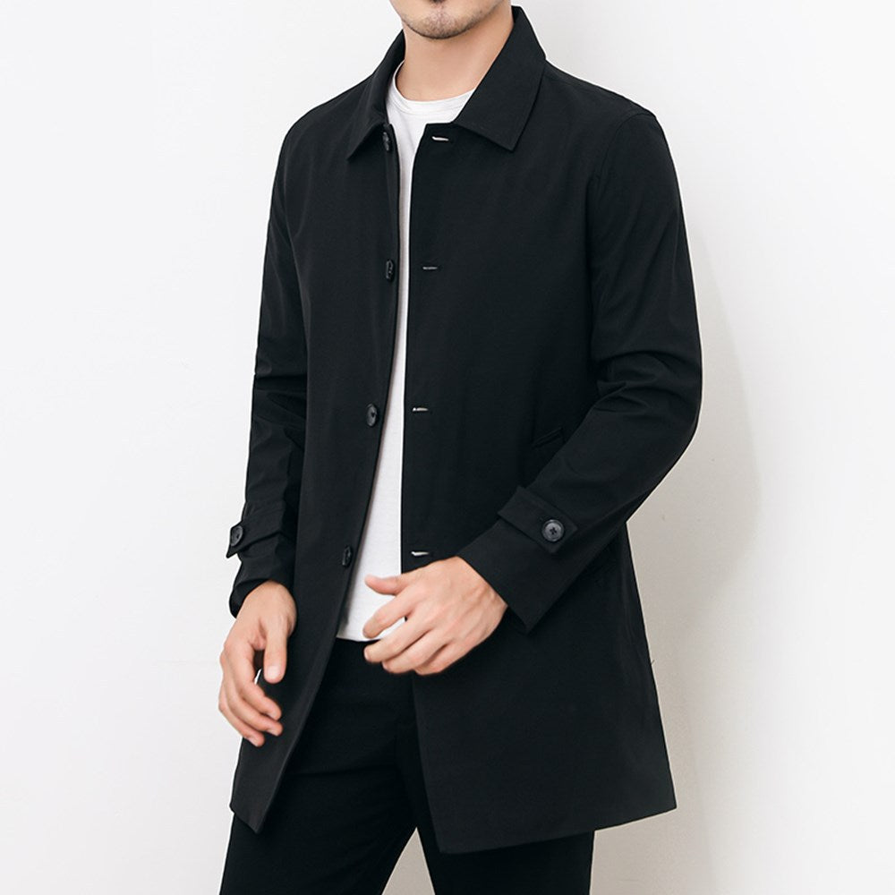 Casual Windbreaker Men's Casual Long Lapel Coat