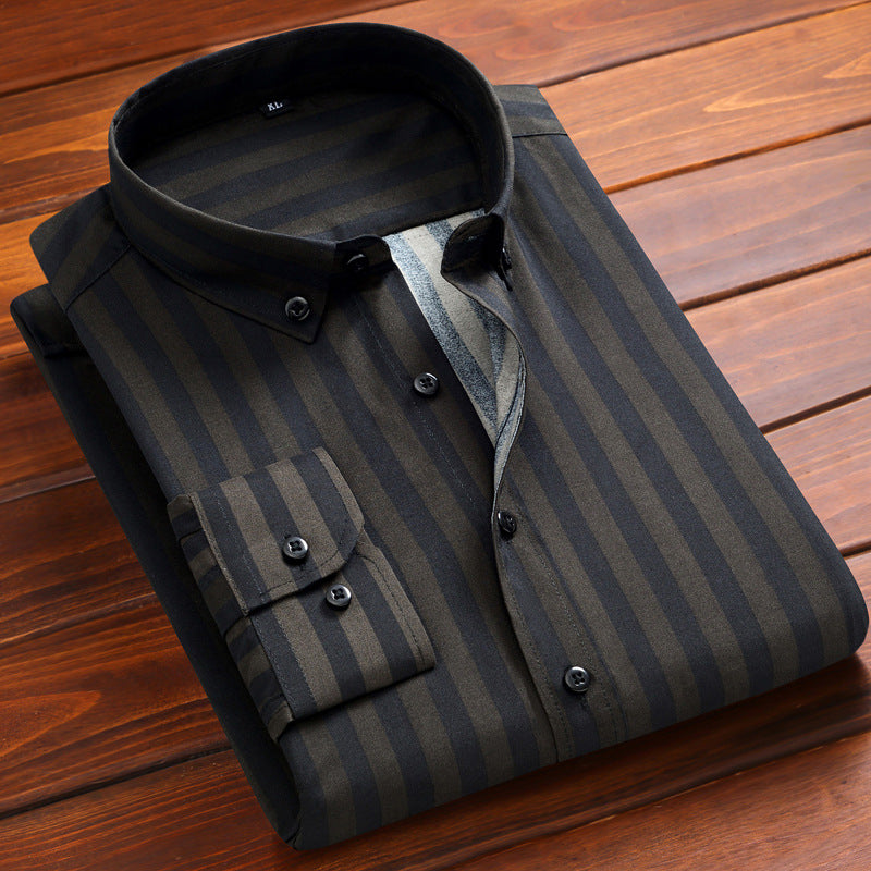 Striped Japanese Men's Long Sleeve Shirt Slim Fit