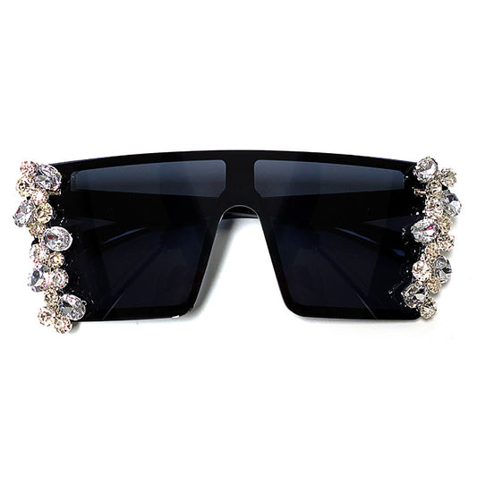 Large Square Frame Diamond Chain Diamond Sunglasses