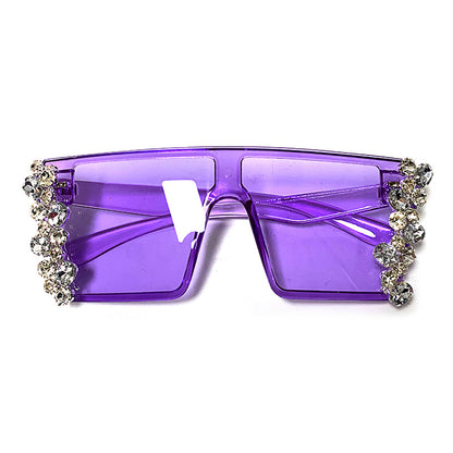 Large Square Frame Diamond Chain Diamond Sunglasses