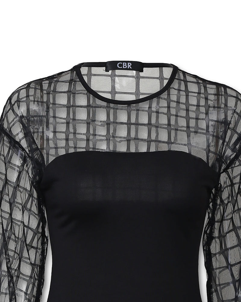 Black mesh casual mesh stitching top