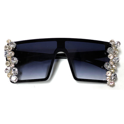 Large Square Frame Diamond Chain Diamond Sunglasses