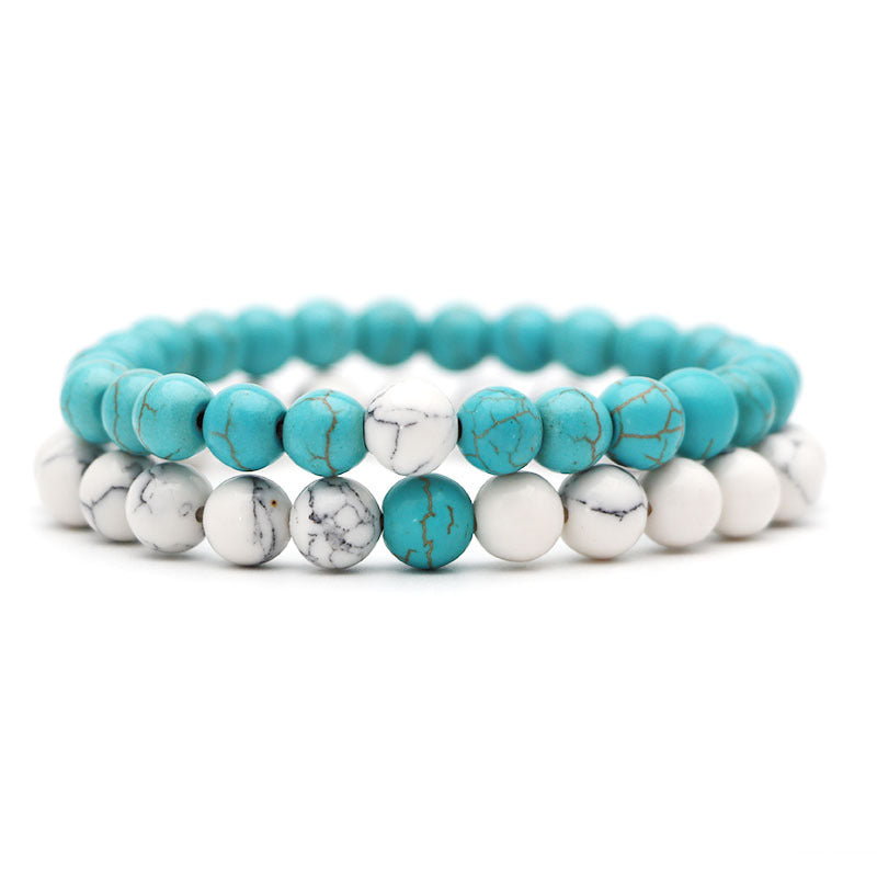 Turquoise Natural Stone Yoga Couple Set Bracelet