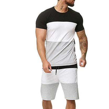 Splicing short sleeve casual sports suit