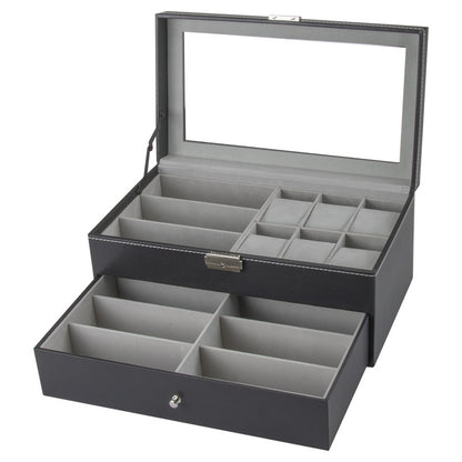 Double storage display glasses case