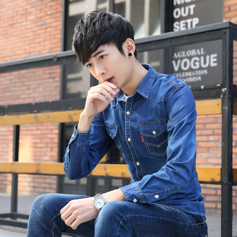 New men's denim shirt