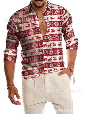 Men's slim bird print solid color crew neck shirt top