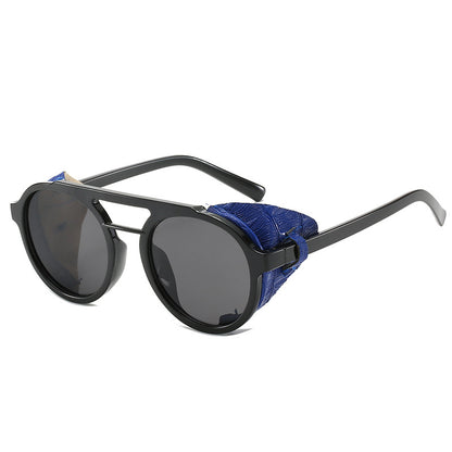 Retro round frame double beam sunglasses