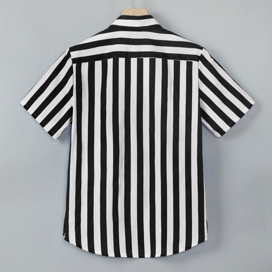 Striped casual men's shirt short sleeve