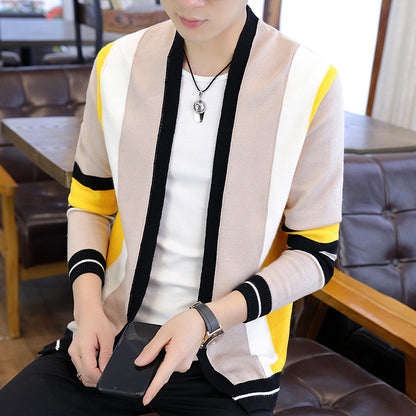 Casual Striped Men's Knitted Cardigan