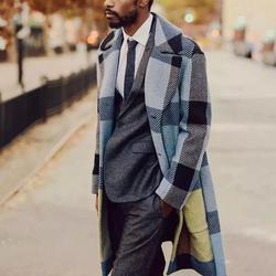 Loose plaid lapel casual coat jacket men