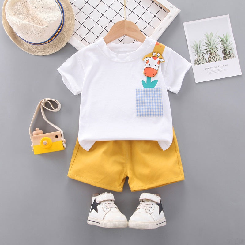 Boys Summer Two-piece T-shirt With Cartoon Print