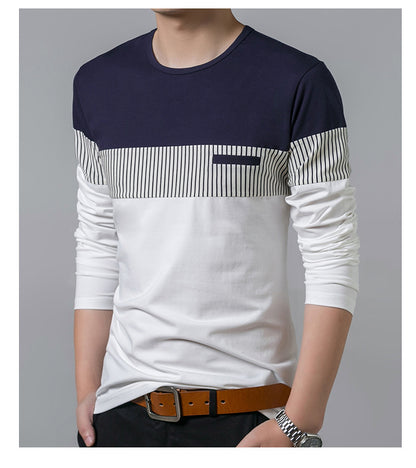 Vertical stripes long sleeve casual T-shirt