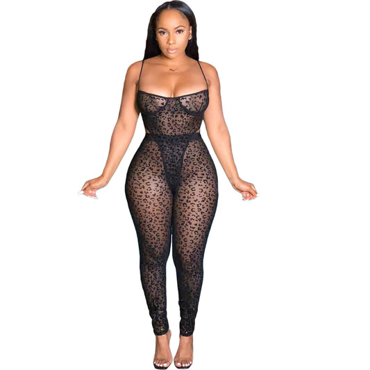2-piece mesh see-through sexy jumpsuit