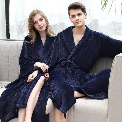 Flannel robe couple pajamas