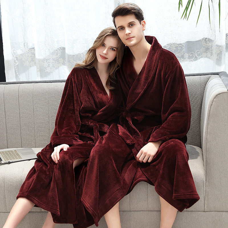 Flannel robe couple pajamas