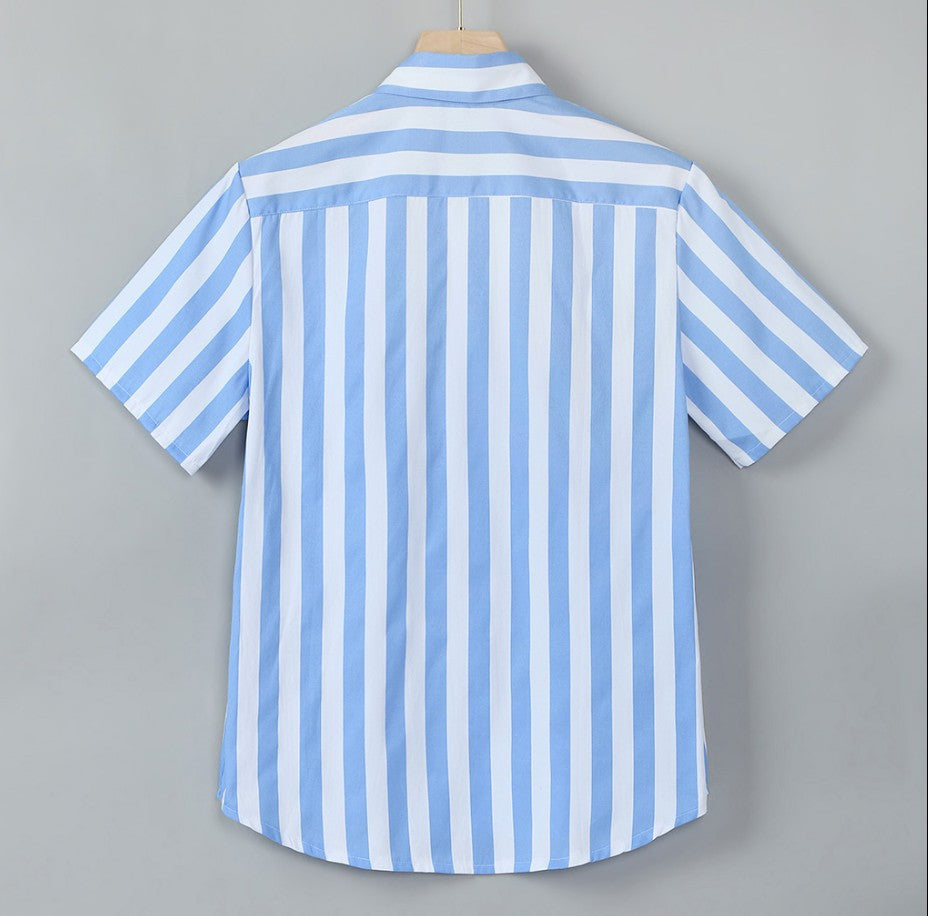 Striped casual men's shirt short sleeve