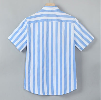 Striped casual men's shirt short sleeve