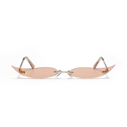 Rimless Metal Pointed Cat-eye Sunglasses