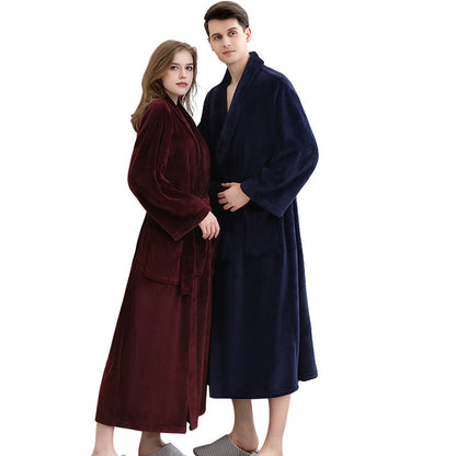 Flannel robe couple pajamas