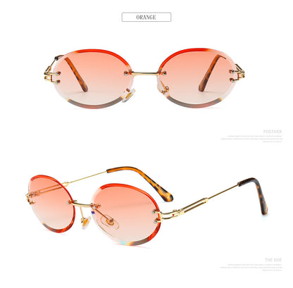 Frameless trimmed oval sunglasses